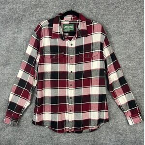American Eagle Lumberjack Grunge Plaid Flannel Shacket Burgundy Black Mens XL